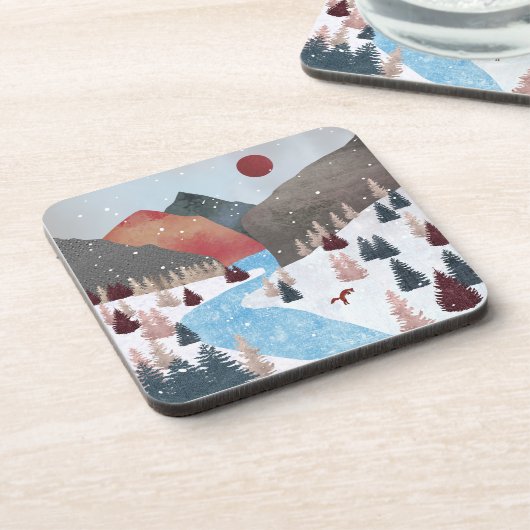 冬の狩りキツネ コースター (左側)