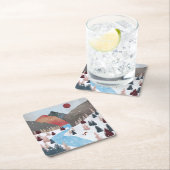 冬の狩りキツネ スクエアペーパーコースター (インサイチュ)