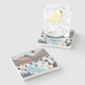 冬の狩りキツネ ストーンコースター (横)