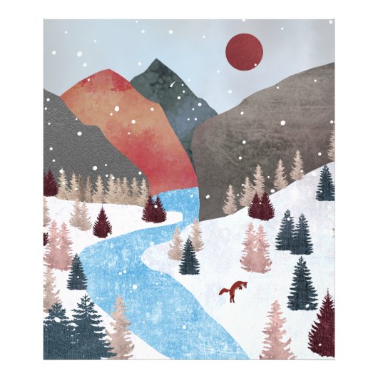 冬の狩りキツネ フォトプリント            (正面)