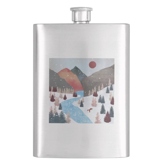 冬の狩りキツネ フラスク (正面)