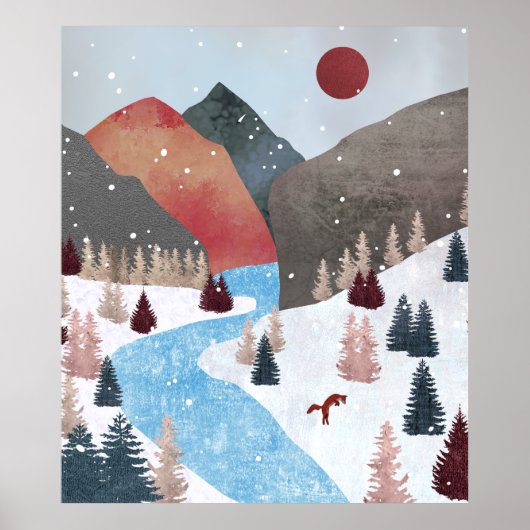 冬の狩りキツネ ポスター (正面)