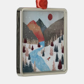 冬の狩りキツネ メタルオーナメント (右)