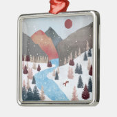 冬の狩りキツネ メタルオーナメント (左)