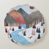 冬の狩りキツネ ラウンドクッション (裏面)