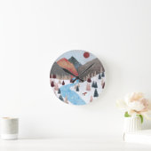 冬の狩りキツネ ラウンド壁時計 (ホーム)