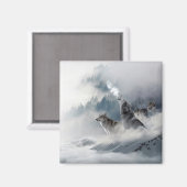 冬の狼と雪の遠吠え マグネット (正面/裏面)