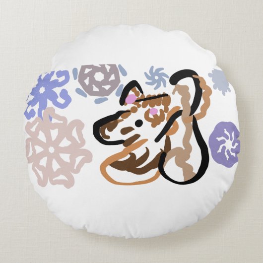 冬の狼の恋 ラウンドクッション (正面)