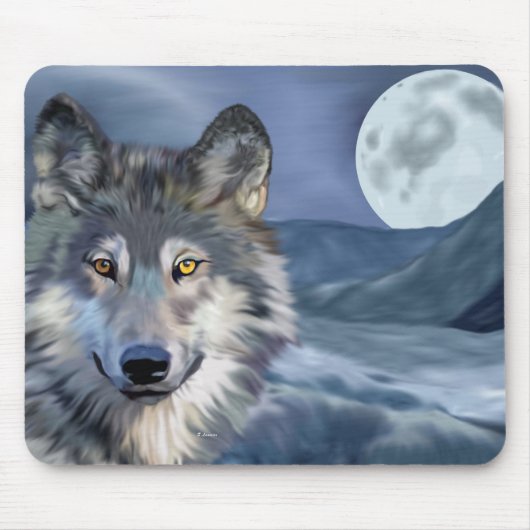 冬の狼満月 マウスパッド (正面)