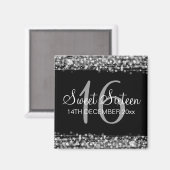 冬の甘い16誕生日パーティー輝く銀 マグネット (正面/裏面)