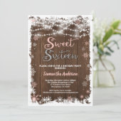 冬の甘い16 16雪の結晶の素朴な木 招待状 (スタンド正面)