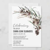 冬の生命のお祝い　コットン　グリーン 招待状 (正面)