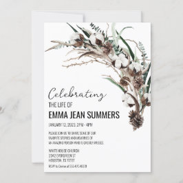 冬の生命のお祝い コットン グリーン 招待状