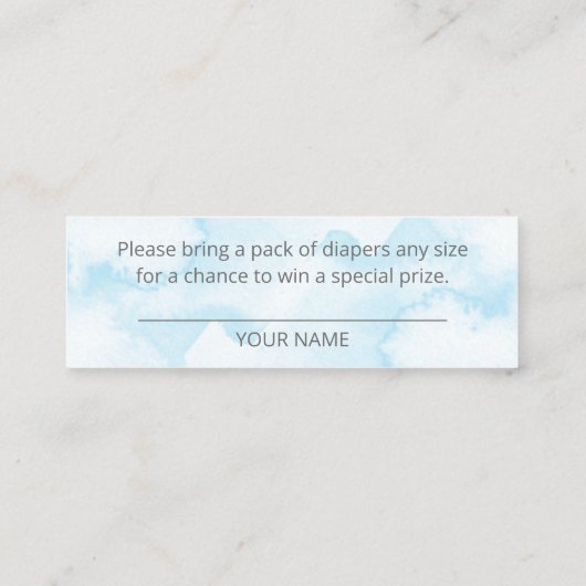 冬の男の子の赤ちゃんシャワーおむつラッフル スキニー名刺 (裏面)