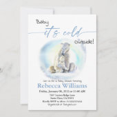 冬の男の子の赤ちゃんシャワー寒い外のホッキョクグマ 招待状 (正面)