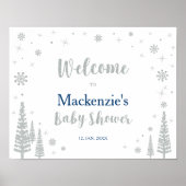 冬の男の子の赤ちゃんシャワー歓迎パーティーサイン ポスター (正面)