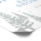 冬の男の子の赤ちゃんシャワー歓迎パーティーサイン ポスター (角)