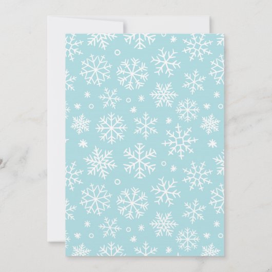 冬の男の赤ちゃんのシャワー雪のフレーク素朴その男の子 招待状 (裏面)