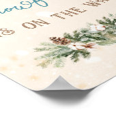 冬の男の赤ちゃんシャワー少し雪の結晶が途中で ポスター (角)