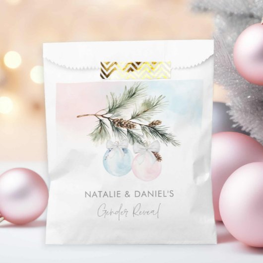 冬の男女がピンクとブルーを明らかにする フェイバーバッグ