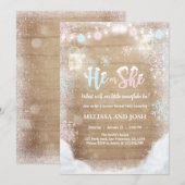 冬の男女の招待が雪の外で冷たい 招待状 (正面/裏面)