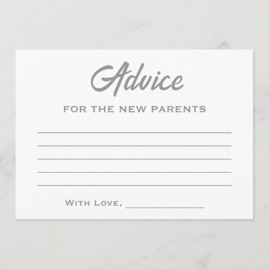 冬の男女兼用小さなスノーフレーク赤ちゃんシャワー アドバイスカード (正面)