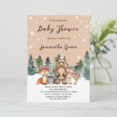 冬の男女兼用森の赤ちゃんシャワー 招待状 (スタンド正面)