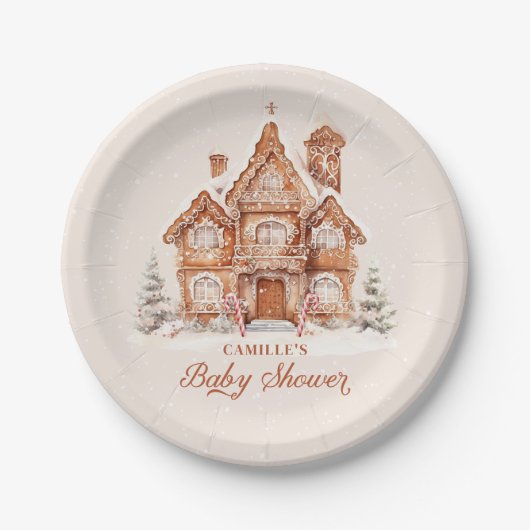 冬の男女兼用赤ちゃんシャワーパーソナライズされた ペーパープレート (正面)