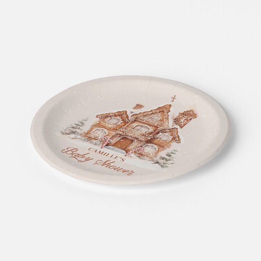 冬の男女兼用赤ちゃんシャワーパーソナライズされた ペーパープレート (アングル)