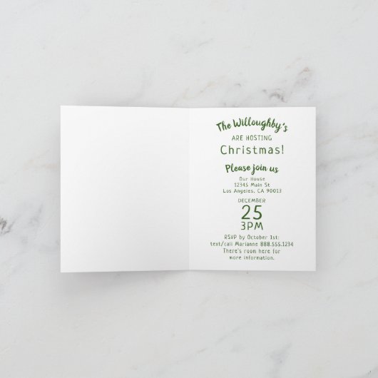 冬の男性（鳥）ショウジョウコウカンチョウバードクリスマス結婚パーティー 招待状 (内部)