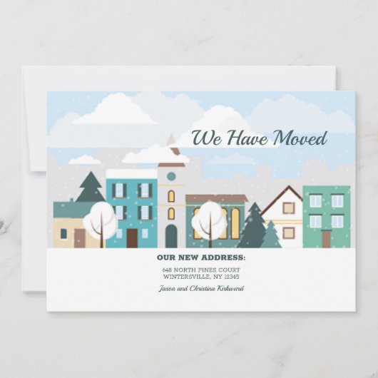 冬の町が引っ越しの発表 招待状 (正面)