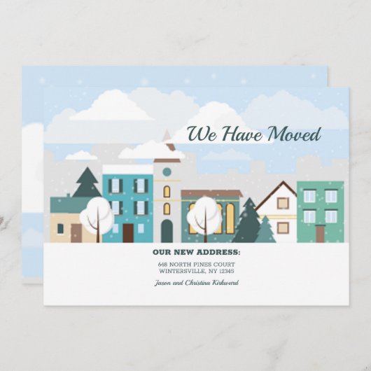 冬の町が引っ越しの発表 招待状 (正面/裏面)