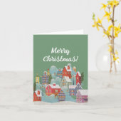 冬の町のクリスマスの挨拶 カード (黄色い花)