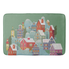 冬の町のクリスマス バスマット
