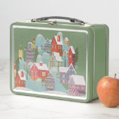 冬の町のクリスマス メタルランチボックス (インサイチュ)