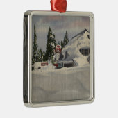 冬の町の眺め メタルオーナメント (右)