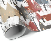 冬の町の通りにあるクリスマスパターン ラッピングペーパー (ロールコーナー)