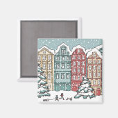 冬の町の風景 マグネット (正面/裏面)