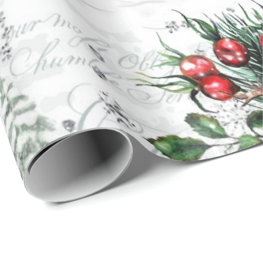 冬の疑問に思キャビンの森の鳥ヴィンテージ ラッピングペーパー (ロールコーナー)