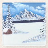 冬の疑問に思シーン ガラスコースター (正面)