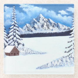 冬の疑問に思シーン ガラスコースター