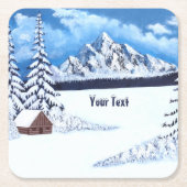 冬の疑問に思シーン スクエアペーパーコースター (正面)