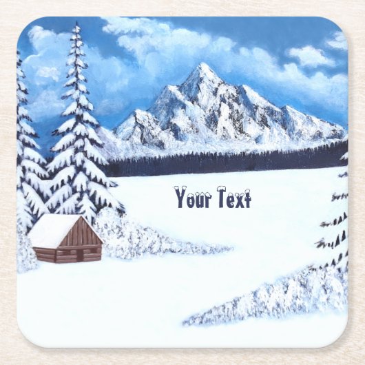 冬の疑問に思シーン スクエアペーパーコースター (正面)