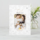 冬の疑問に思写真金ゴールドエレガントホリデーカード シーズンカード (スタンド正面)