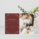 冬の疑問に思写真金ゴールド書道ホリデーカード シーズンカード (スタンド正面)