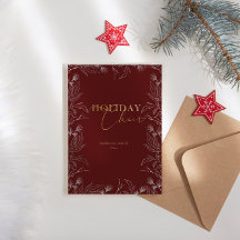 冬の疑問に思金ゴールド写真の書道ホリデーカード