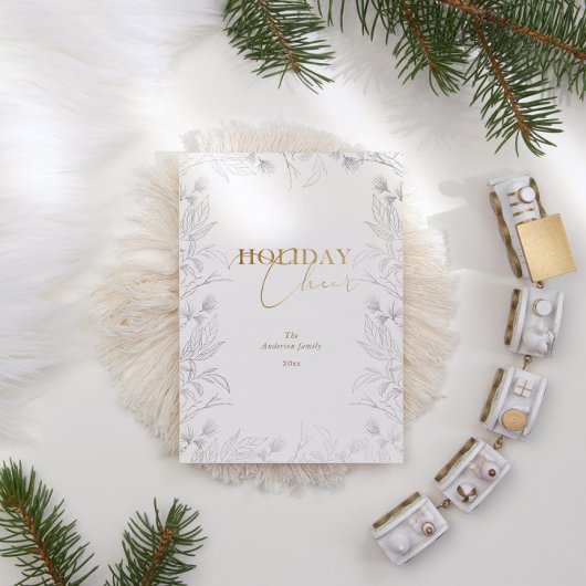 冬の疑問に思金ゴールド書道フォトホリデーカード シーズンカード