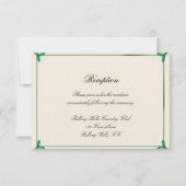 冬の白いおよび緑のヤドリギの結婚披露宴 招待状 (正面)