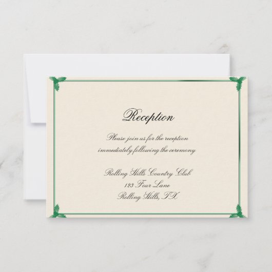 冬の白いおよび緑のヤドリギの結婚披露宴 招待状 (正面)