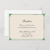 冬の白いおよび緑のヤドリギの結婚披露宴 招待状 (正面/裏面)